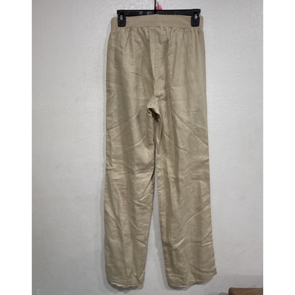 Women’s Vintage American Essentials Luxury Tan Drawstring Pull On Pants Sz Small - Picture 7 of 8